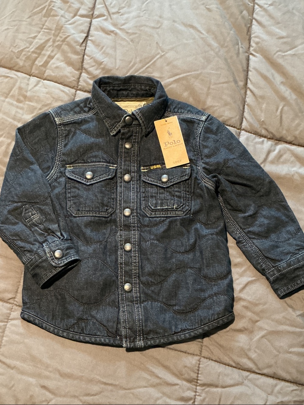 Polo by Ralph Lauren Kids Dark Blue Quilted Denim Jacket